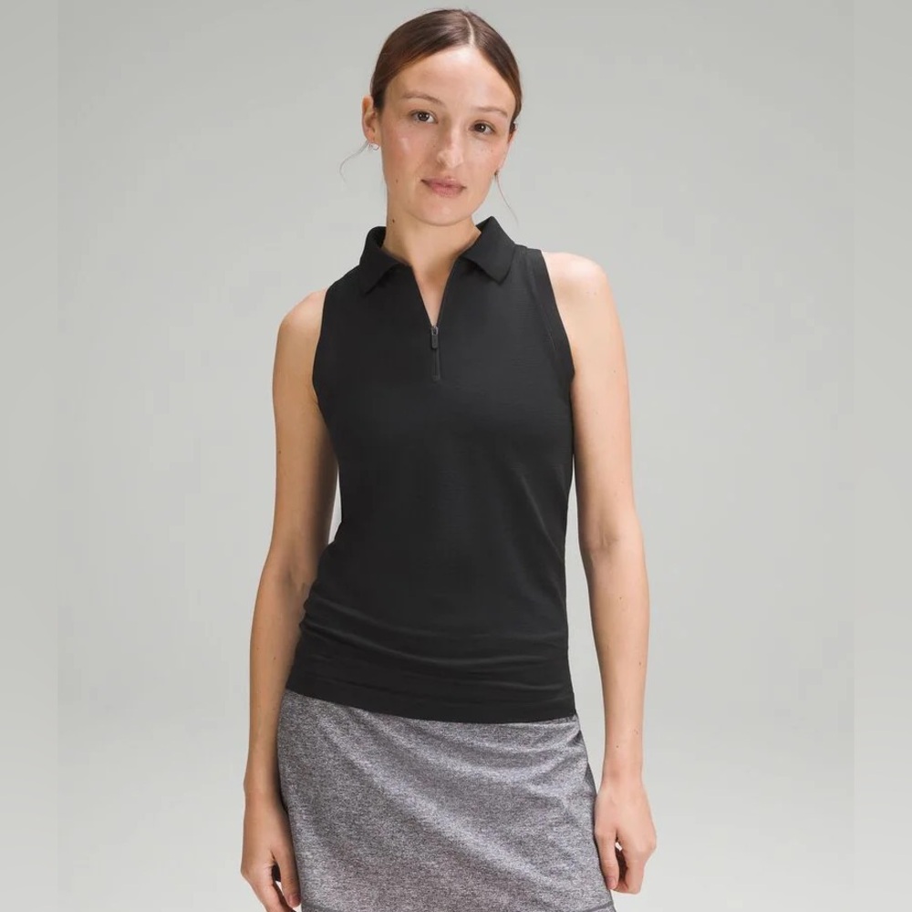 lululemon athletica Black Sleeveless Polo Zip Tank